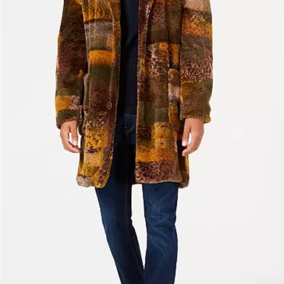 TALLIA Men's Multicolor Faux Fur Pea Coat XL - Picture 1 of 11